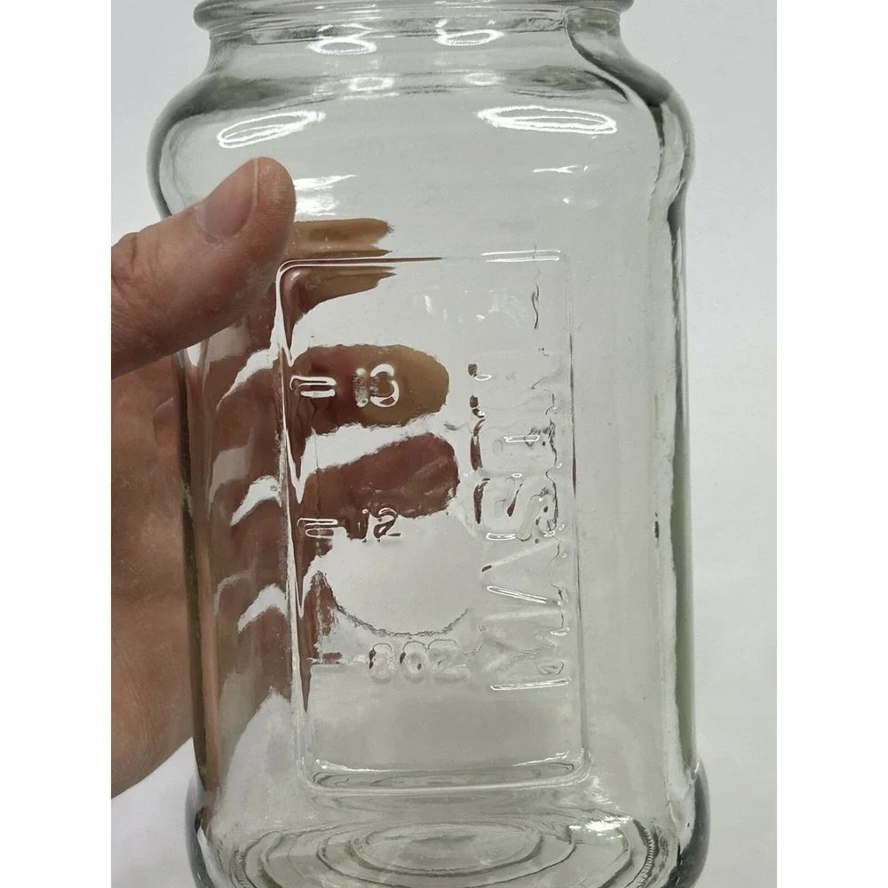 Vintage Embossed Tomatoes Design Square Clear Glass Mason Jar
